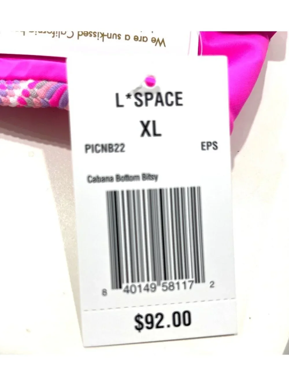 L*Space Pique Stripe Cabana Bitsy Bikini Bottom in Electric Pique XLarge New Wom